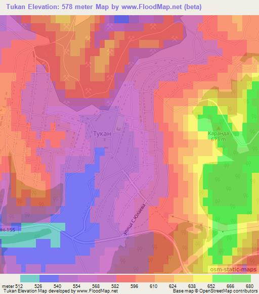 Tukan,Russia Elevation Map