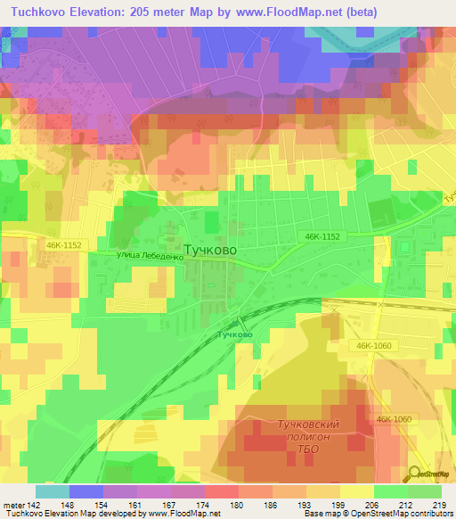 Tuchkovo,Russia Elevation Map