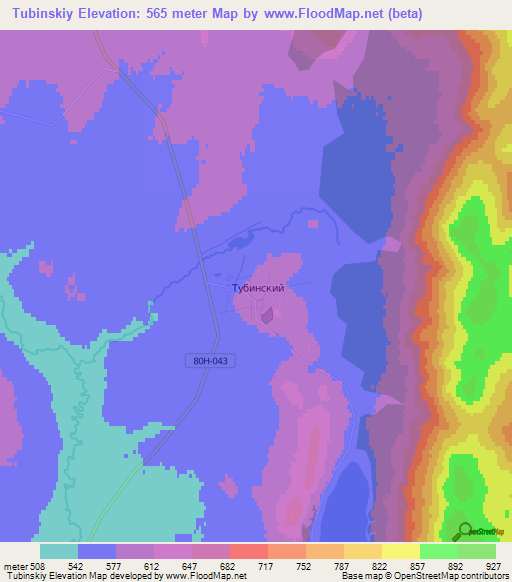 Tubinskiy,Russia Elevation Map