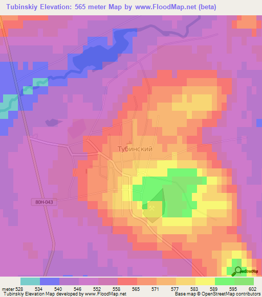 Tubinskiy,Russia Elevation Map