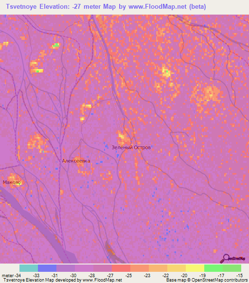 Tsvetnoye,Russia Elevation Map