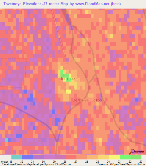 Tsvetnoye,Russia Elevation Map