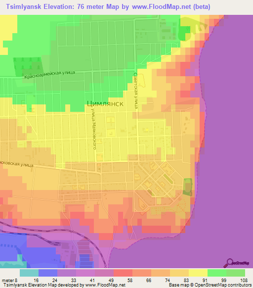 Tsimlyansk,Russia Elevation Map