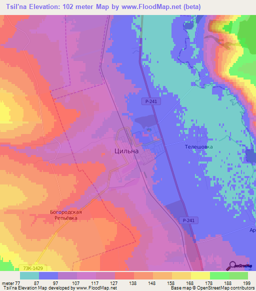 Tsil'na,Russia Elevation Map