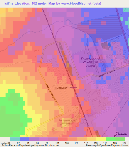 Tsil'na,Russia Elevation Map