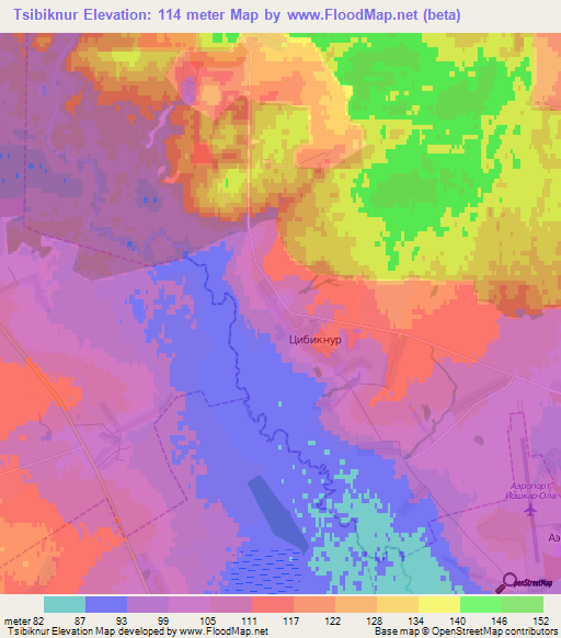 Tsibiknur,Russia Elevation Map