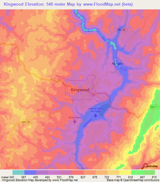 Kingwood,US Elevation Map