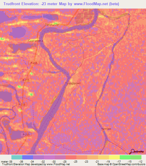 Trudfront,Russia Elevation Map