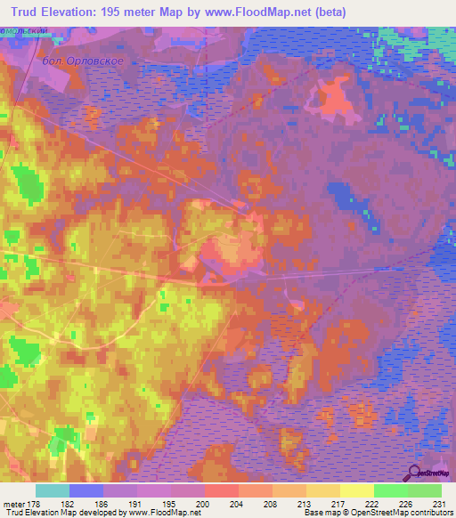 Trud,Russia Elevation Map