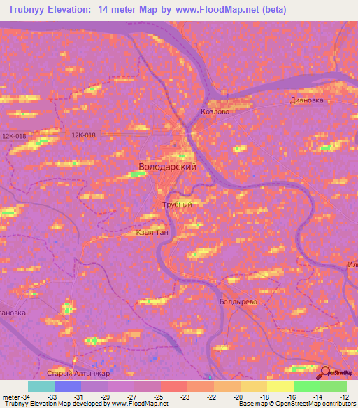 Trubnyy,Russia Elevation Map