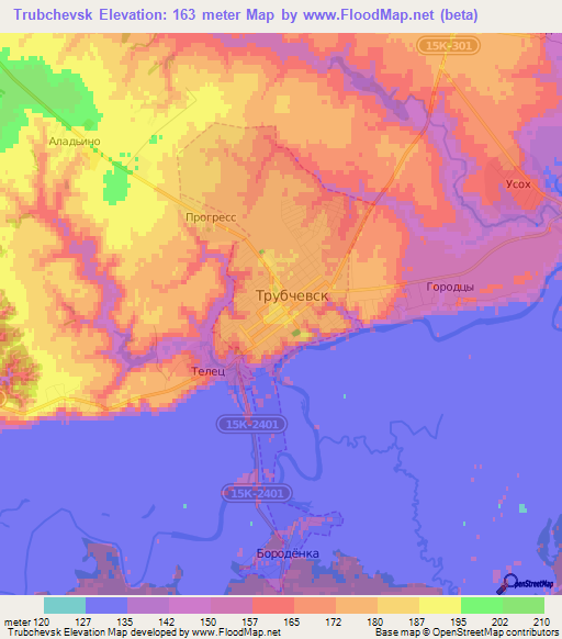 Trubchevsk,Russia Elevation Map