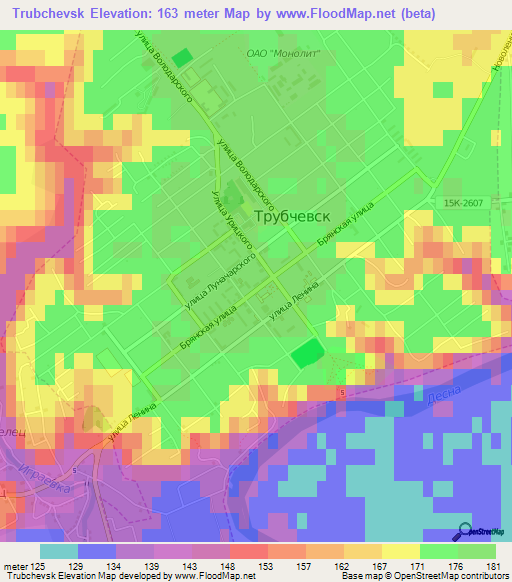 Trubchevsk,Russia Elevation Map