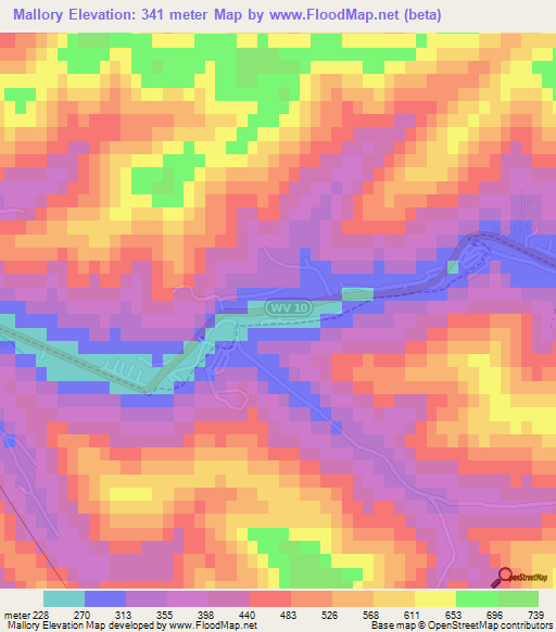 Mallory,US Elevation Map