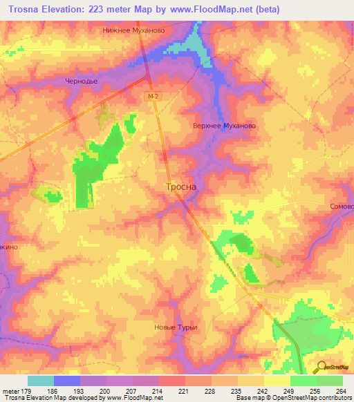 Trosna,Russia Elevation Map