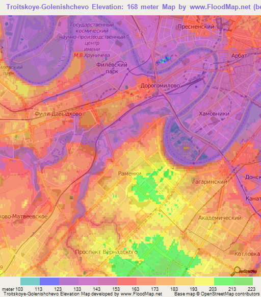 Troitskoye-Golenishchevo,Russia Elevation Map