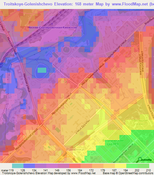 Troitskoye-Golenishchevo,Russia Elevation Map