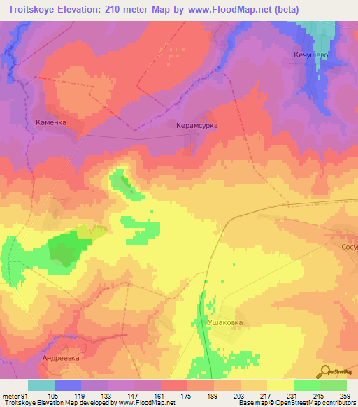 Troitskoye,Russia Elevation Map