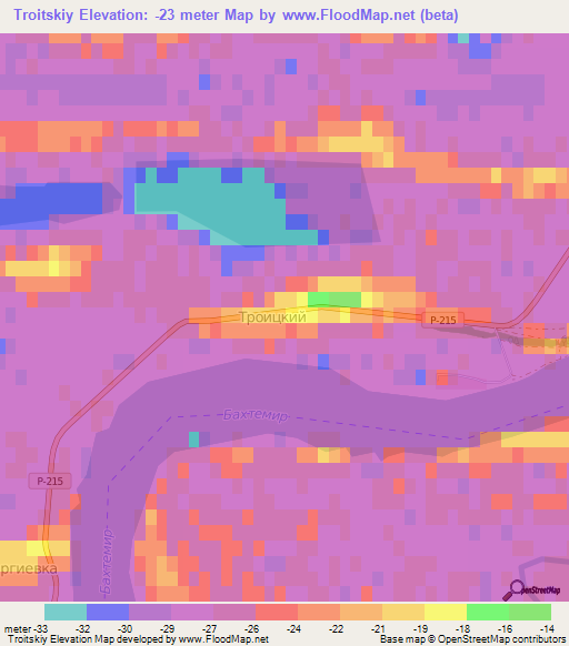 Troitskiy,Russia Elevation Map