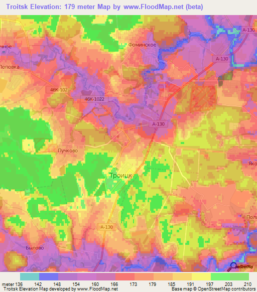 Troitsk,Russia Elevation Map