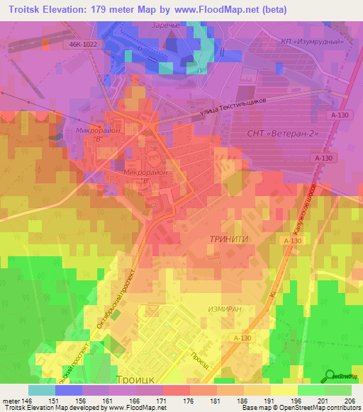 Troitsk,Russia Elevation Map