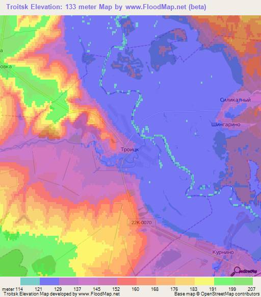 Troitsk,Russia Elevation Map