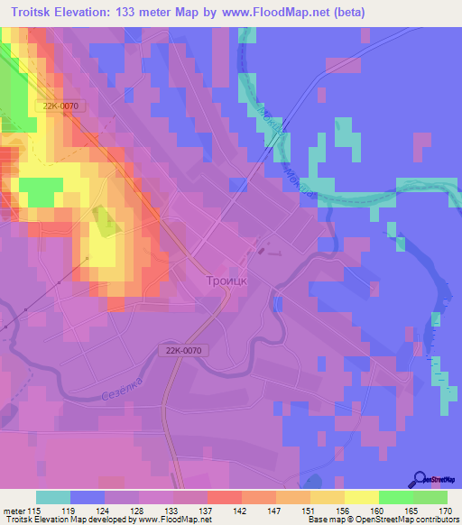 Troitsk,Russia Elevation Map