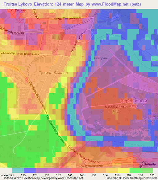 Troitse-Lykovo,Russia Elevation Map