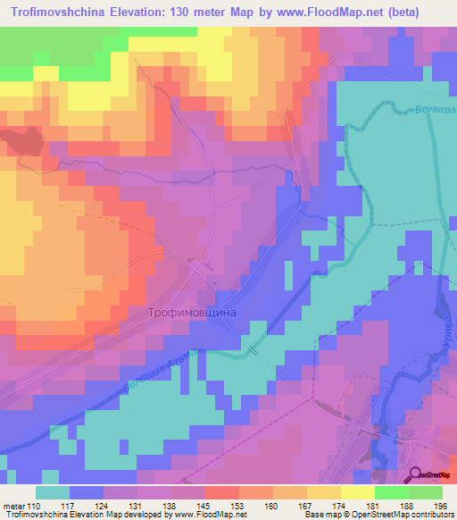 Trofimovshchina,Russia Elevation Map
