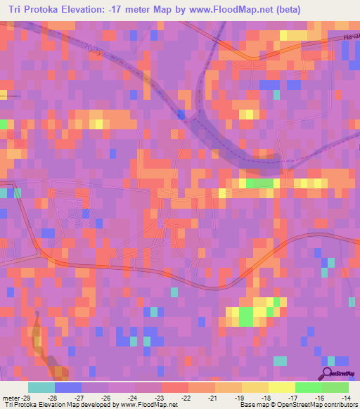 Tri Protoka,Russia Elevation Map