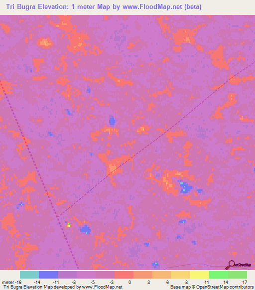 Tri Bugra,Russia Elevation Map