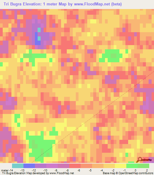 Tri Bugra,Russia Elevation Map