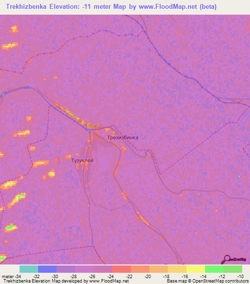 Trekhizbenka,Russia Elevation Map