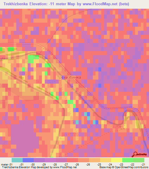 Trekhizbenka,Russia Elevation Map