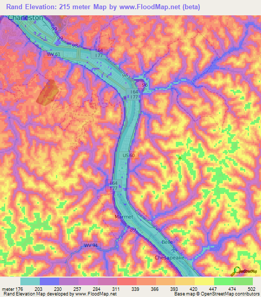 Rand,US Elevation Map