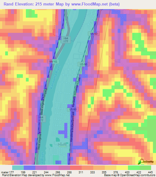 Rand,US Elevation Map