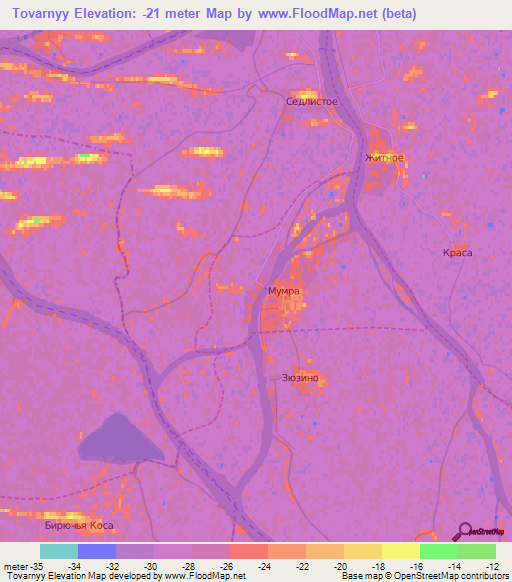 Tovarnyy,Russia Elevation Map