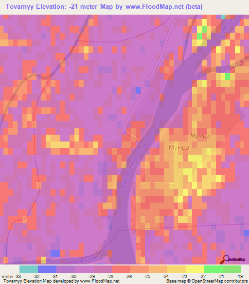 Tovarnyy,Russia Elevation Map