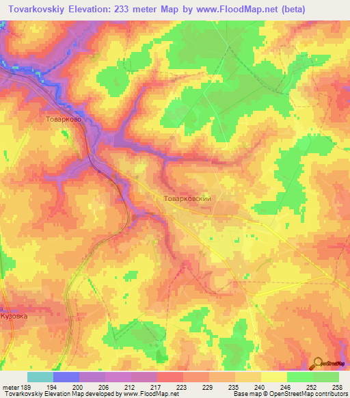 Tovarkovskiy,Russia Elevation Map