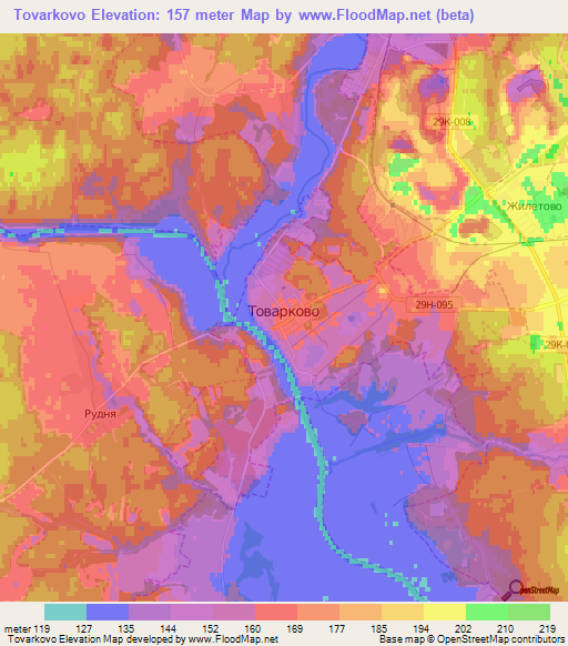 Tovarkovo,Russia Elevation Map