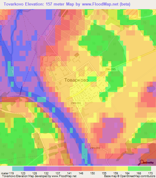 Tovarkovo,Russia Elevation Map