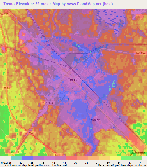 Tosno,Russia Elevation Map