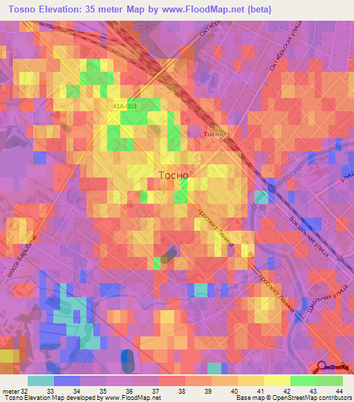 Tosno,Russia Elevation Map