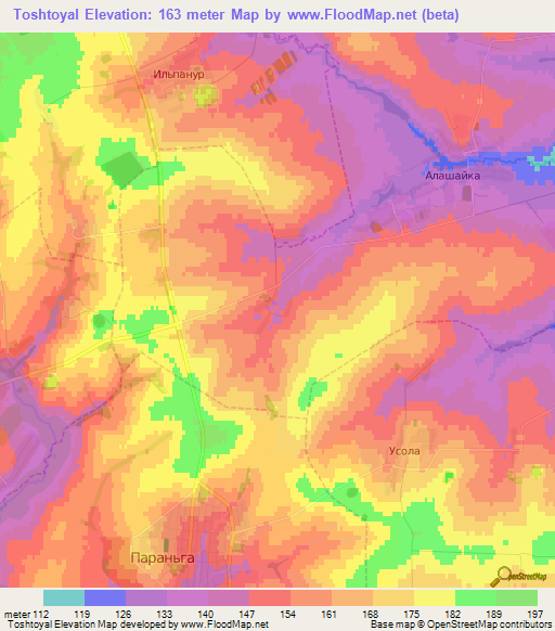 Toshtoyal,Russia Elevation Map