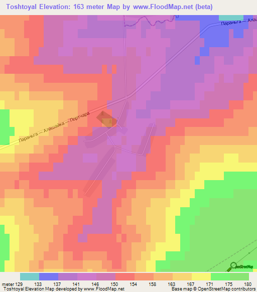 Toshtoyal,Russia Elevation Map