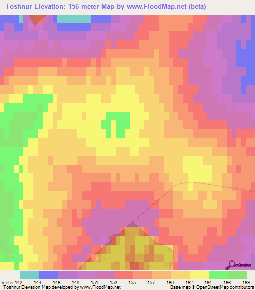 Toshnur,Russia Elevation Map