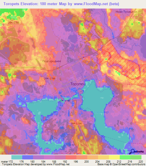 Elevation of Toropets,Russia Elevation Map, Topography, Contour