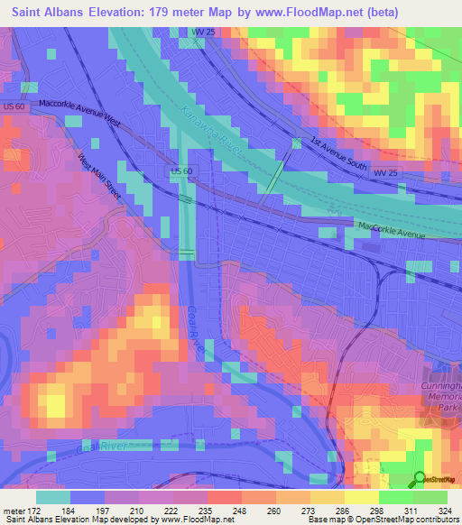 Saint Albans,US Elevation Map