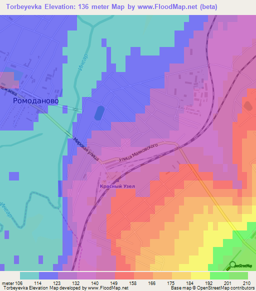 Torbeyevka,Russia Elevation Map