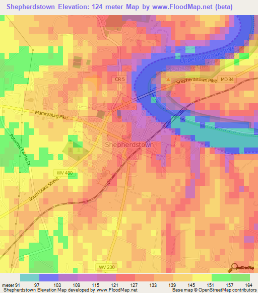 Shepherdstown,US Elevation Map