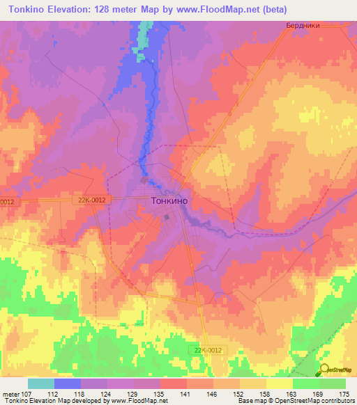 Tonkino,Russia Elevation Map